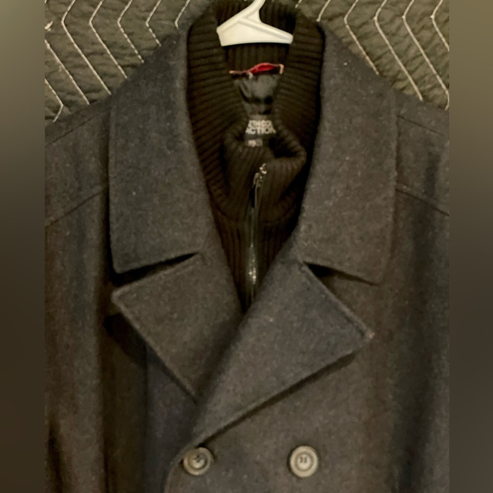 Kenneth Cole Reaction Black Pea Coat Wool Blend